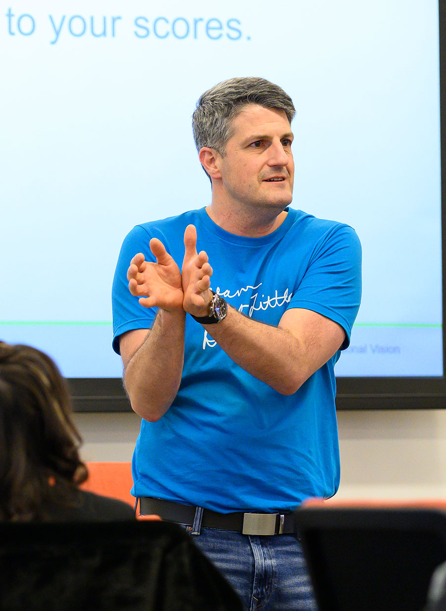 Wes-CFP Wes Gipe speaking to a Course for Presidents class at Aileron